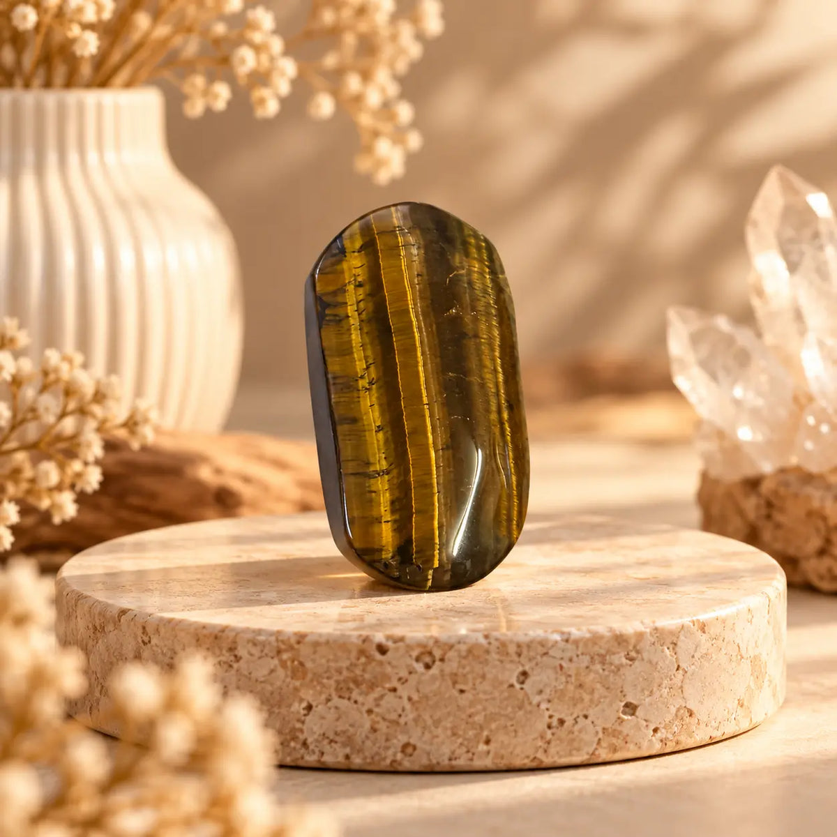 Yellow Tiger’s Eye Palm Stone – Confidence, Protection & Grounding