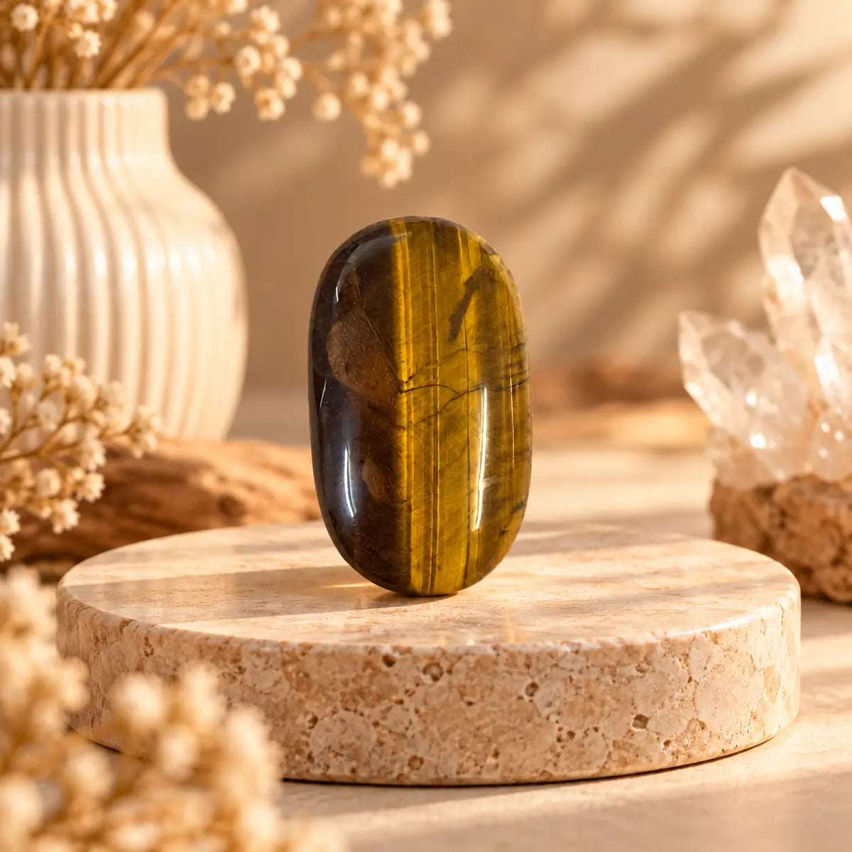 Yellow Tiger’s Eye Palm Stone – Confidence, Protection & Grounding