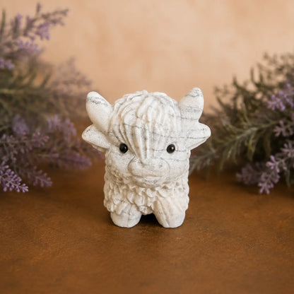 Zebra Jasper Highland Cow Carving – Balance & Grounding
