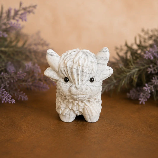 Zebra Jasper Highland Cow Carving – Balance & Grounding