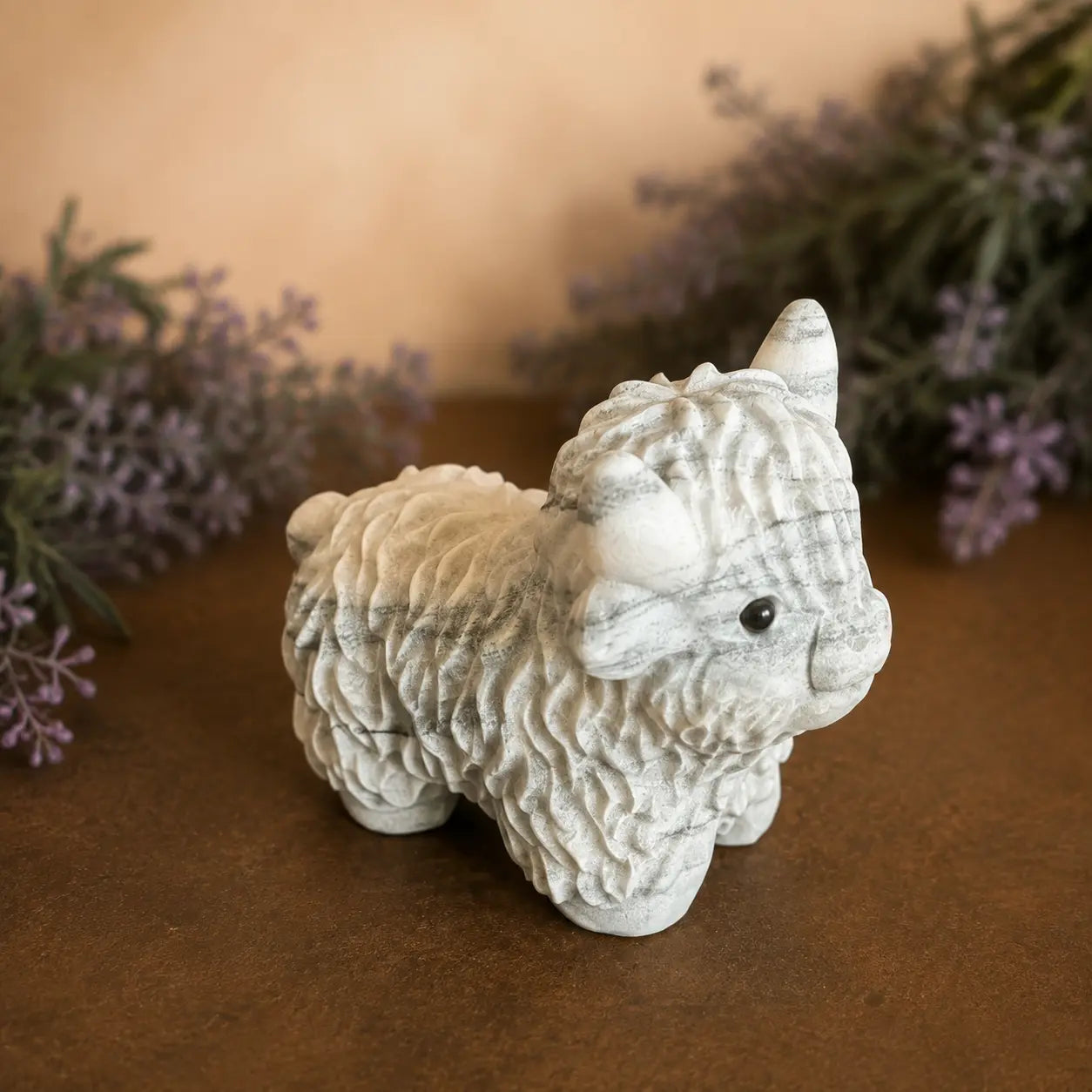 Zebra Jasper Highland Cow Carving – Balance & Grounding