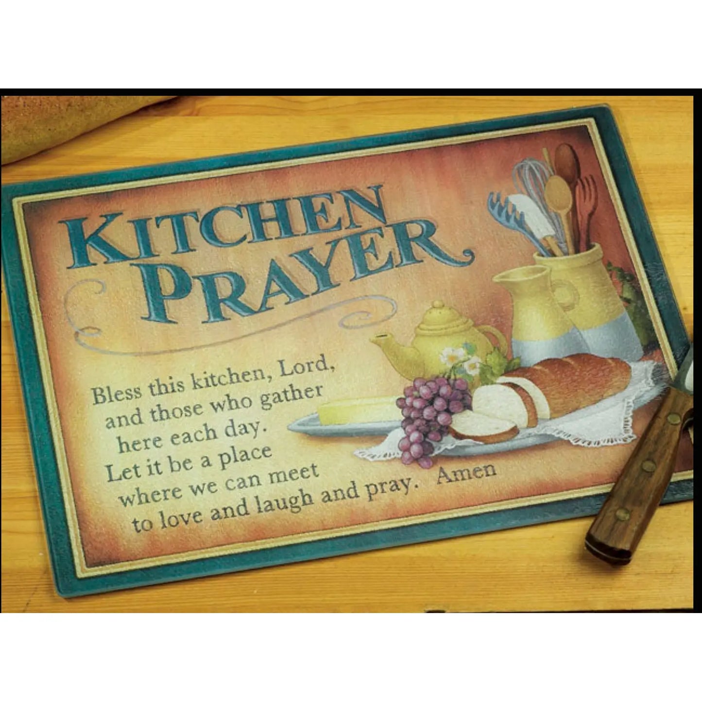 Glass Cutting Board - with Kitchen Prayer